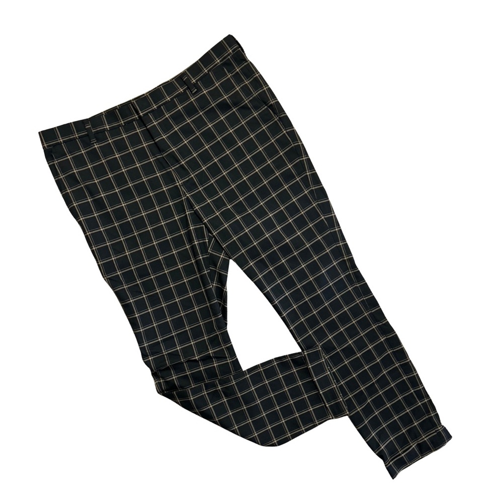 H&M Men’s Skinny Fit Black and Tan Plaid Business Pants